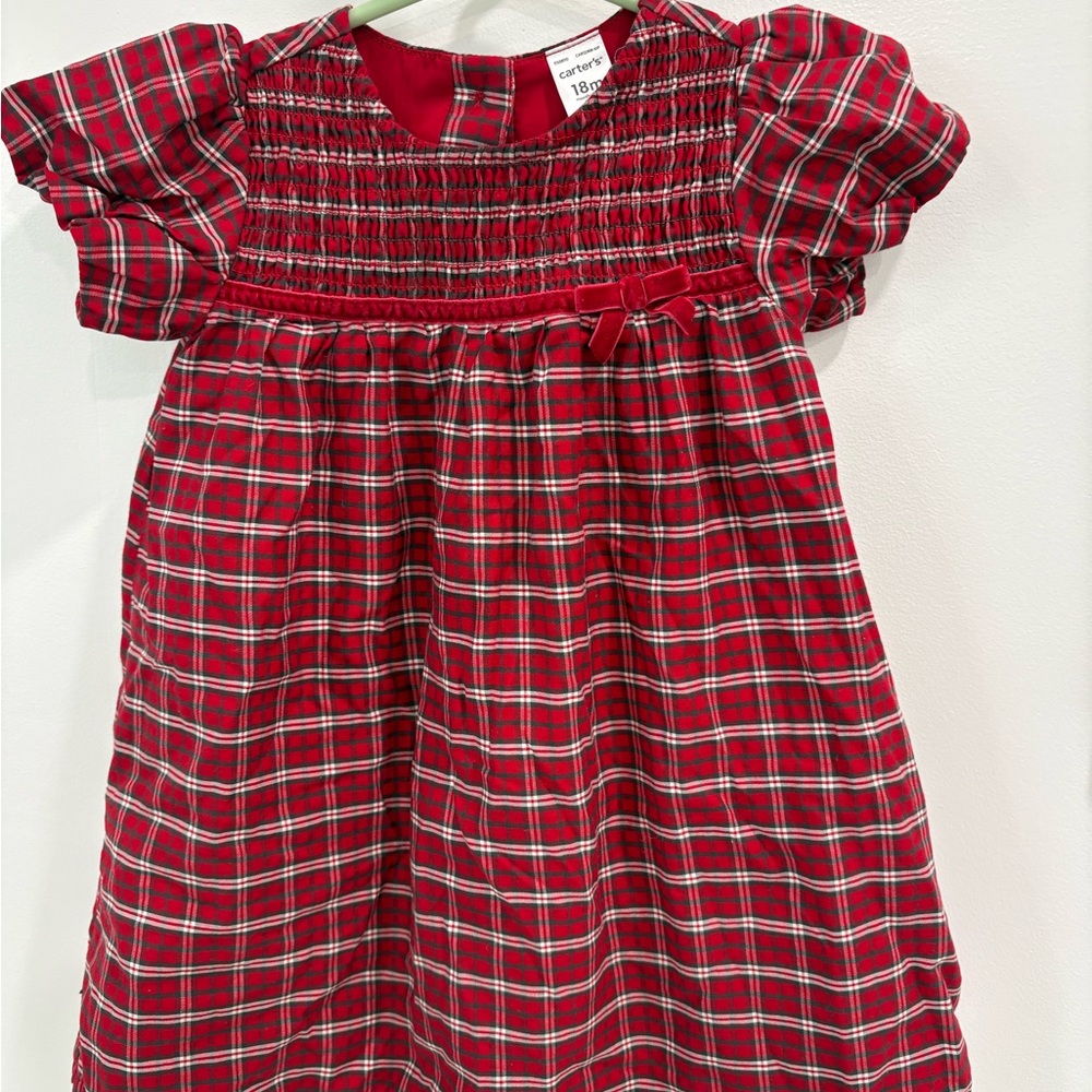 Carter's Red Plaid Smocked Dress